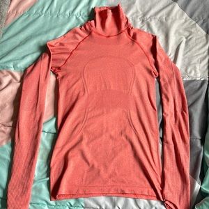 Orange/pink lululemon running shirt